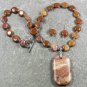 PICTURE JASPER & BROWN AGATE NECKLACE/EARRINGS SET
