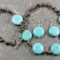 TURQUOISE & FRESH WATER PEARLS NECKLACE/EARRINGS SET