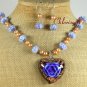 FLOWER LAMPWORK PEARLS NECKLACE/EARRINGS SET