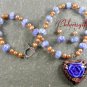 FLOWER LAMPWORK PEARLS NECKLACE/EARRINGS SET