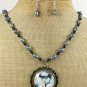 COPPER AUDREY HEPBURN PICTURE NECKLACE/EARRINGS SET