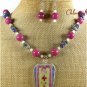 POTTERY SHARD JADE NECKLACE/EARRINGS SET