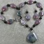 FANCY JASPER & BLACK AGATE NECKLACE/EARRINGS SET