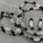GREEN RUTILATED JASPER AGATE 2ROW NECKLACE/EARRINGS SET