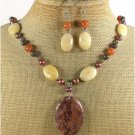 POPPY JASPER YELLOW HONEY JADE NECKLACE/EARRINGS SET