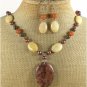 POPPY JASPER YELLOW HONEY JADE NECKLACE/EARRINGS SET