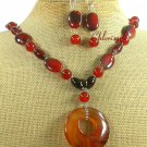 GENUINE RED AGATE NECKLACE/EARRINGS SET