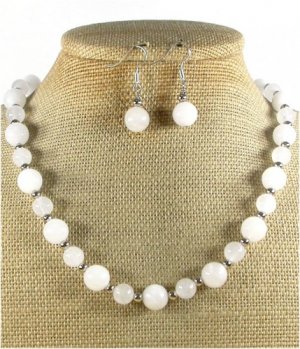 NATURAL WHITE JADE 3PCS JEWELRY SET