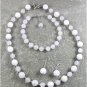 NATURAL WHITE JADE 3PCS JEWELRY SET