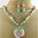 POTTERY SHARD JADE NECKLACE/EARRINGS SET