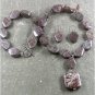 NATURAL COFFEE FLOWER JASPER NECKLACE/EARRINGS SET