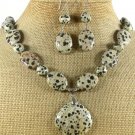 NATURAL DALMATIAN JASPER NECKLACE/EARRINGS SET