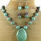 TURQUOISE FRESH WATER PEARLS NECKLACE/EARRINGS SET