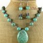 TURQUOISE FRESH WATER PEARLS NECKLACE/EARRINGS SET