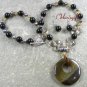 FIRE AGATE BLACK AGATE CRYSTAL NECKLACE/EARRINGS SET