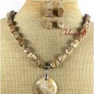 NATURAL PICTURE JASPER NECKLACE/EARRINGS SET