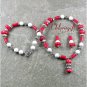 RED CORAL WHITE TURQUOISE NECKLACE/EARRINGS SET
