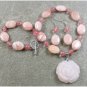 PINK AVENTURINE ROSE & CHERRY QTZ NECKLACE/EARRINGS SET