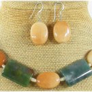 FANCY JASPER YELLOW JADE NECKLACE/EARRINGS SET