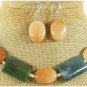 FANCY JASPER YELLOW JADE NECKLACE/EARRINGS SET