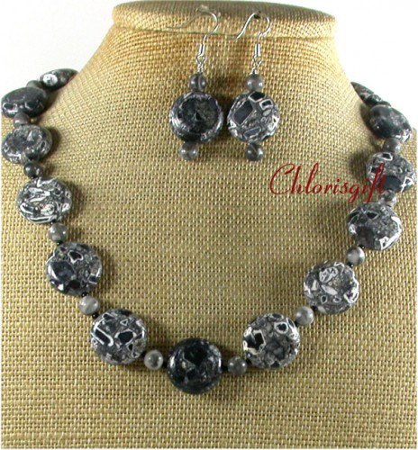 AFRICAN TURQUOISE PICASSO JASPER NECKLACE/EARRINGS SET