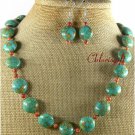 MOSAIC TURQUOISE ORANGE JASPER NECKLACE/EARRINGS SET