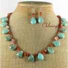 TURQUOISE AGATE NECKLACE/EARRINGS SET
