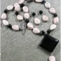 BLACK AGATE & WHITE TURQUOISE NECKLACE/EARRINGS SET