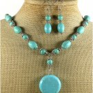 BLUE TURQUOISE NECKLACE/EARRINGS SET
