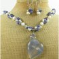 BLUE AGATE SODALITE PEARLS NECKLACE/EARRINGS SET