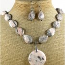 NATURAL RED ZEBRA JASPER NECKLACE/EARRINGS SET