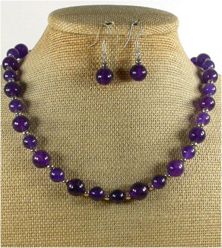 PURPLE JADE 3PCS JEWELRY SET
