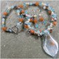 MURANO GLASS JADE QUARTZ PEARLS NECKLACE/EARRINGS SET