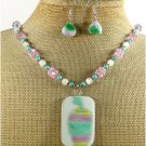 MING DYNASTY POTTERY SHARD JADE NECKLACE/EARRINGS SET