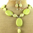 NATURAL BUTTER JADE NECKLACE/EARRINGS SET