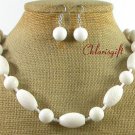 NATURAL WHITE SPONGE CORAL NECKLACE/EARRINGS SET