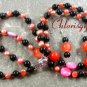 ORANGE JADE BLACK AGATE FW PEARL NECKLACE/EARRINGS SET