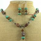 TURQUOISE TIGER EYE JASPER NECKLACE/EARRINGS SET