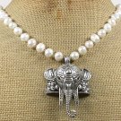 120815 ELEPHANT PENDANT & FRESH WATER PEARLS NECKLACE