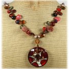 120815 MURANO GLASS QUARTZ CRYSTAL AGATE PEARLS NECKLACE