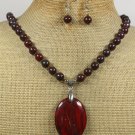 RED JASPER BACCIATED JASPER NECKLACE/EARRINGS SET