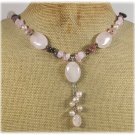 ROSE QUARTZ TOURMALINE CRYSTAL FRESH WATER PEARLS NECKLACE