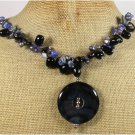 BLACK AGATE LAZULI LAPIS FRESH WATER PEARLS NECKLACE