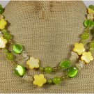 LONG! 40" MOP JADE CITRINE CAT EYE NECKLACE