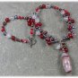 SAGE PLUME AGATE RED AGATE QUARTZ CORAL PEARLS NECKLACE