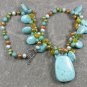 20" TURQUOISE CAT EYE FRESH WATER PEARLS NECKLACE