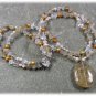 CITRINE QUARTZ CLEAR QUARTZ FRESH WATER PEARLS 2ROW NECKLACE