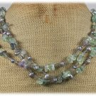FLUORITE & FRESH WATER PEARLS 3ROW NECKLACE