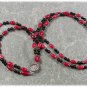 RED CORAL BLACK AGATE 2ROW NECKLACE