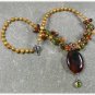RED BROWN AGATE CRYSTAL FRESH WATER PEARLS NECKLACE